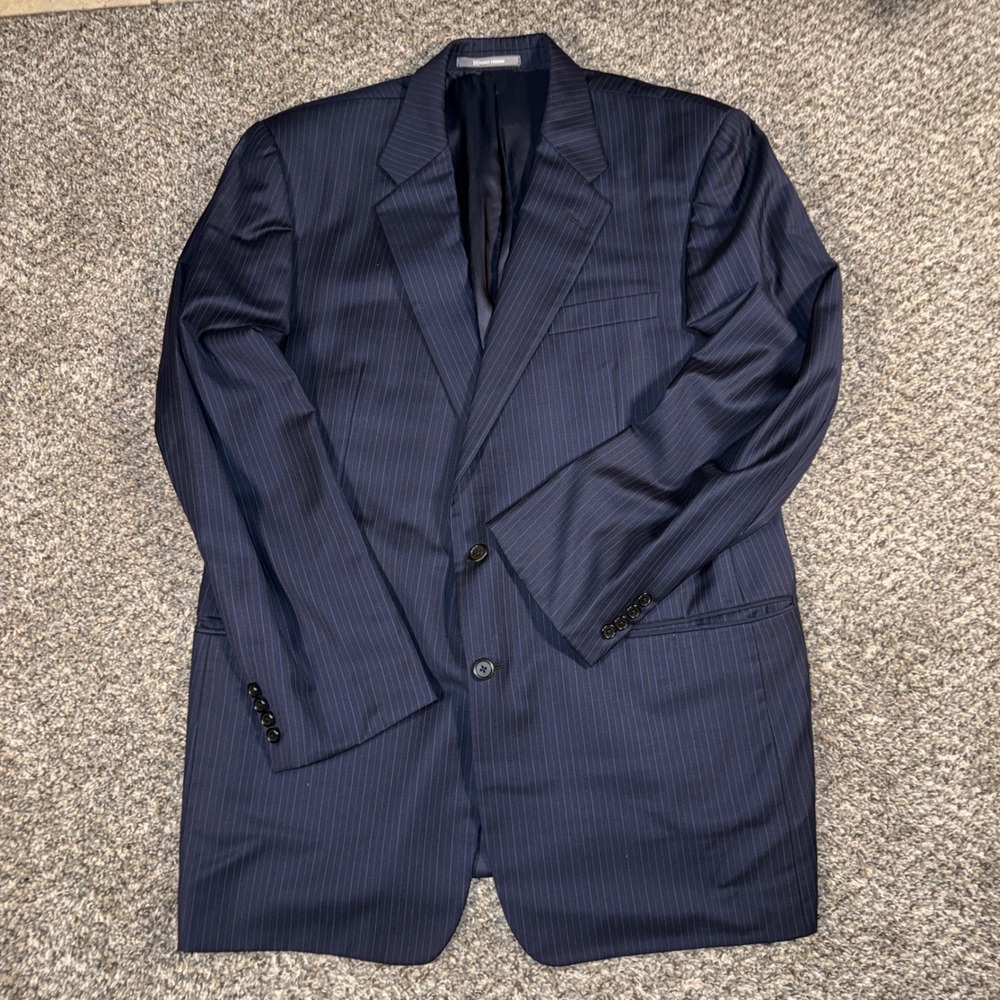 Hickey Freeman 46L Nordstrom Loro Piana Navy Pinstripe Wool Blazer Sport Coat